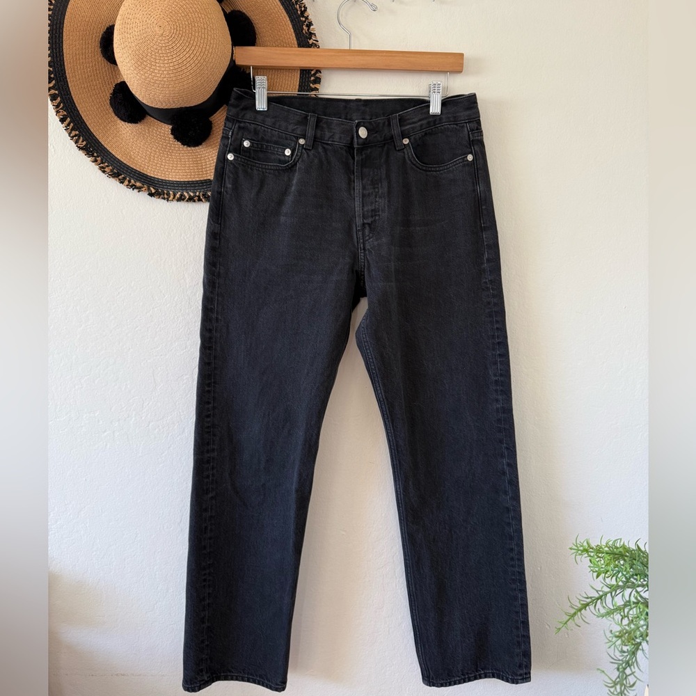 Arket Loose Organic Cotton Black Straight Leg Jeans Size 30/32 - Picture 5 of 15